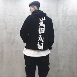 hooded sweater male loose...