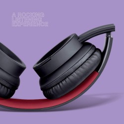 Fingers Rock-N-Roll H2 Bluetooth Wireless On-Ear Headset with Mic Multi-Function Soft Black and Rich Red