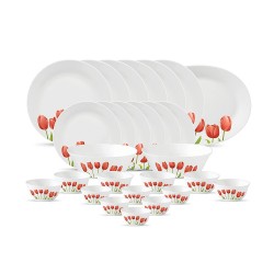 LaOpala Ivory Tulip Garden Dinner Set of 27 Pcs Multicolor Standard