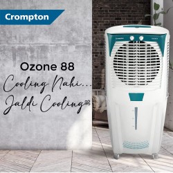Crompton Ozone Desert Air Cooler 88l With Everlast Pump Auto Fill 4-way Air Deflection And High Density Honeycomb Pads