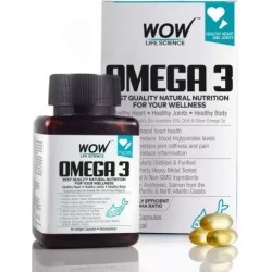WOW Life Science Omega-3 1000mg  Capsules with Fish oil - EPA + DHA Enriched