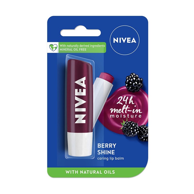 Nivea Lip Balm Fruity Berry Shine 4.8G Purple