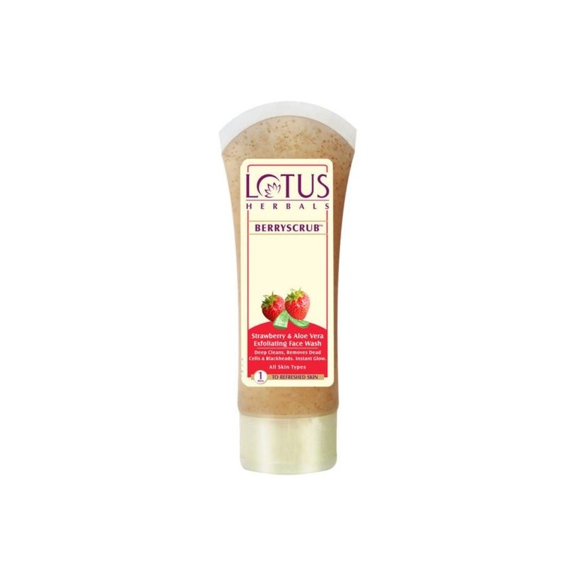 Lotus Herbals Berryscrub Strawberry & Aloe Vera Exfoliating Face Wash  120g