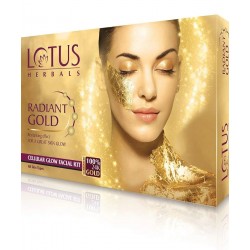 Lotus Herbals Radiant Gold Facial Kit for instant glow with 24K Pure  Gold & Papaya ,4 easy steps 148g (4 use)