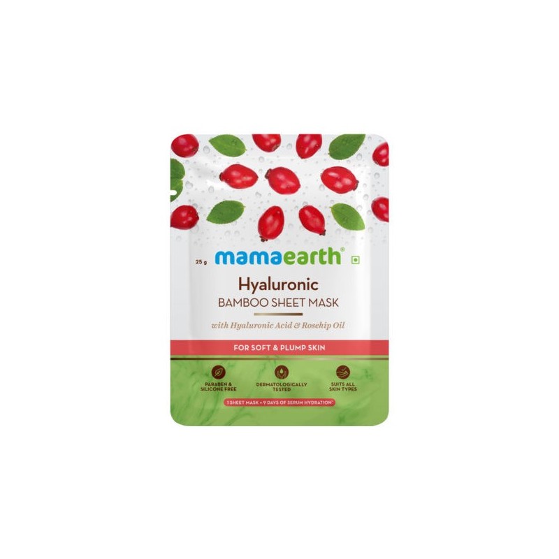 Mamaearth Hyaluronic Bamboo Sheet Mask with  Rosehip Oil for Soft & Plump Skin (25g)