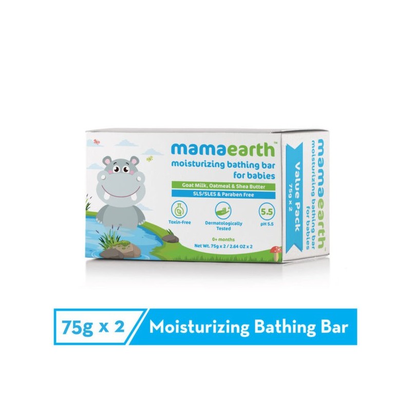 Mamaearth Moisturizing Baby  Bathing Soap Bar (Value Pack 75gm x 2) (75gm Each)