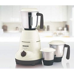 Borosil Home Star 500W Mixer Grinder With 3 Stainless Steel Jars, White