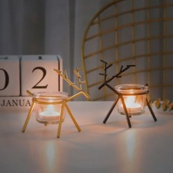 Wrought iron fawn candle...